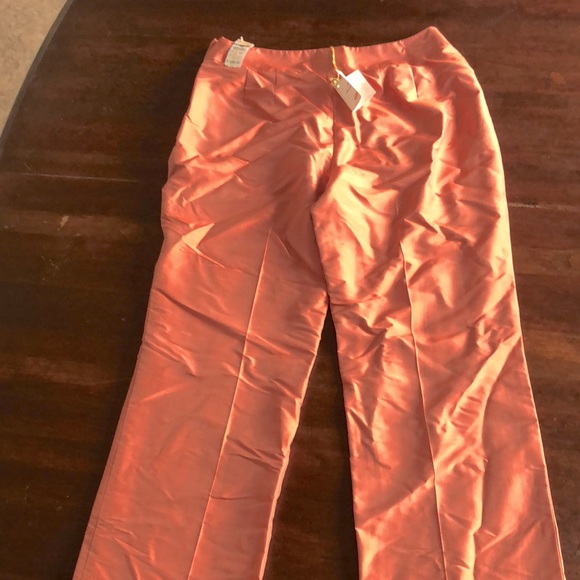 NWT Shantung Silk sz 8 peach Talbots Petites straight leg lined slacks - Picture 3 of 15